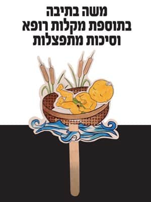 משה בתיבה בתוספת מקל רופא וסיכות מתפצלות